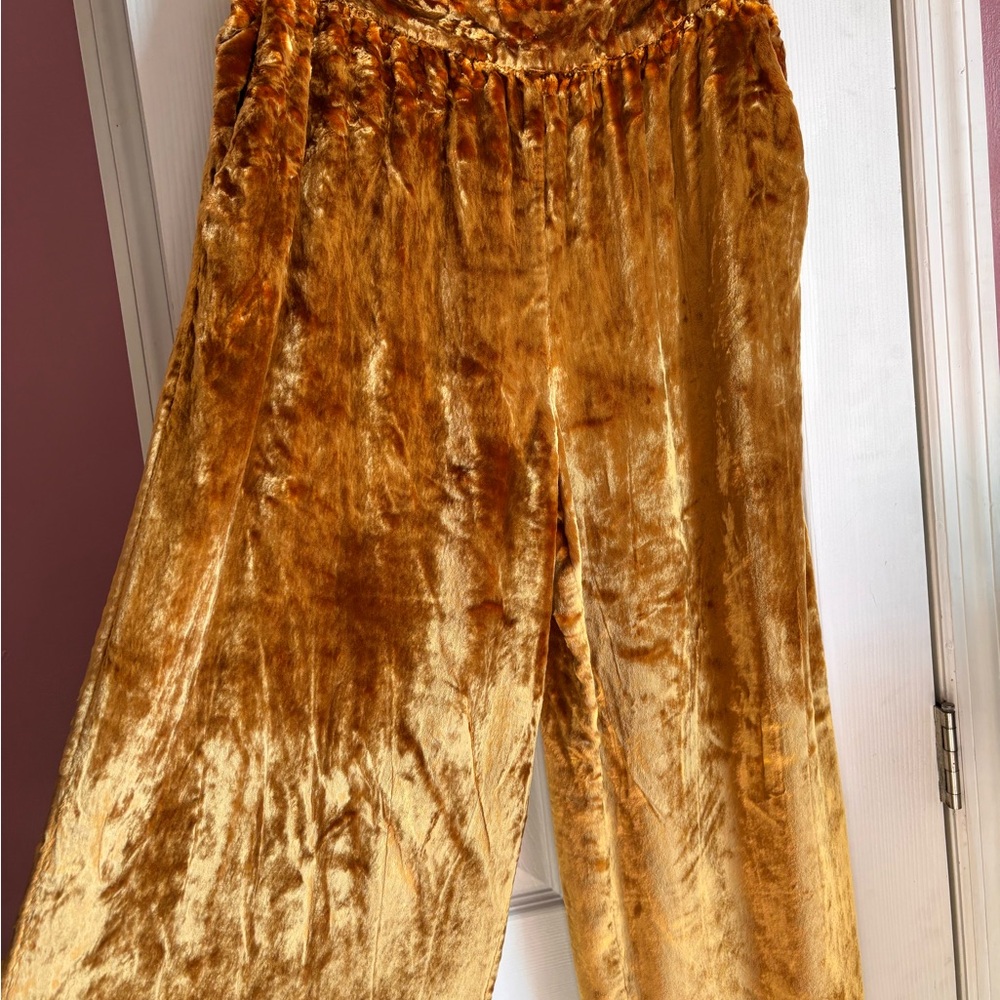 Maeve Golden Velvet Wide-Leg Pants LOWEST